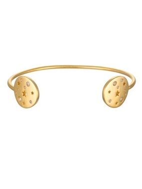 Satya Jewelry Starry Medallion Gold Star White Topaz Cuff Bracelet
